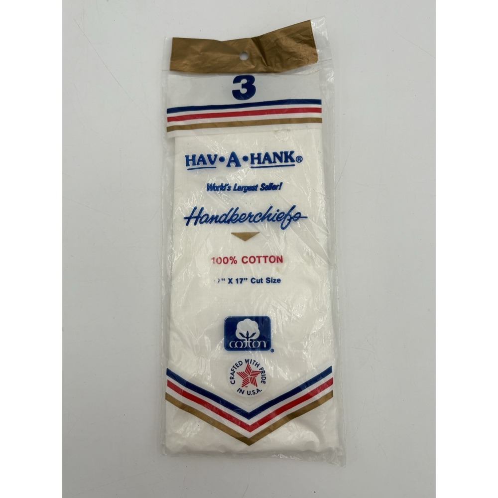 HAV-A-HANK 3 PACK HANDKERCHIEFS MADE‎ IN USA VINTAGE NO-IRON